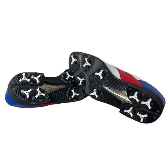 FootJoy My Joys Golf Shoes Cleats Red/White/Blue Signed by British Tom Lewis 9.5 main image 12